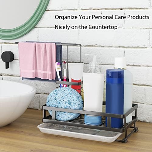 Godboat Kitchen Sink Organizer with Brush Rack - Sink Caddy with Drain-Pan