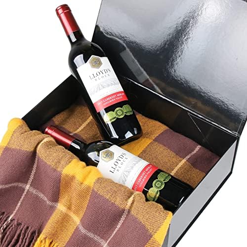 Aimyoo Large Black Collapsible Gift Box with Magnetic Closure Lids 13.8x9x4.3 in, Bridesmaid Groomsman Proposal Boxes, Rectangle Present Box for Graduation Birthday Storage (1 Pack)