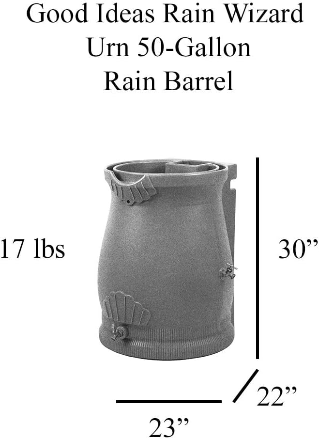 Good Ideas RWUrn50-SAN Rain Wizard Rain Barrel Urn, 50 Gallon, Sandstone