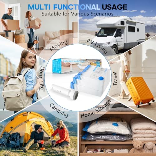 18 Pack Vacuum Storage Bags for Travel with Rechargeable Cordless Pump, Space Saver Bags for Clothes, Compression Packing Bags for Luggage and Suitcase