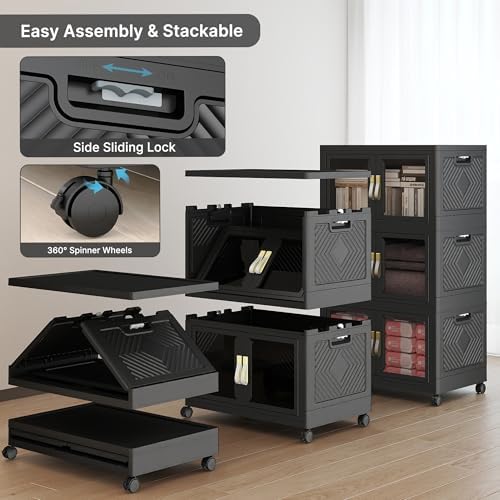 552QT Stackable Storage Bins with Lids, 138Gal Foldable Storage Cabinets