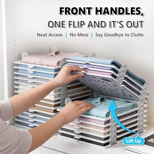 Accenter 10Pcs Stackable Closet Organizer & Shirt Folding Board Bundle