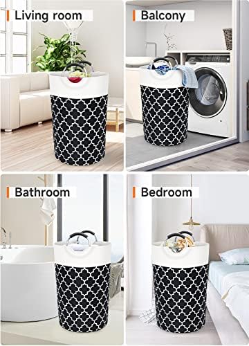 Large Laundry Basket, 115L Tall Collapsible Hamper with Handles, Black