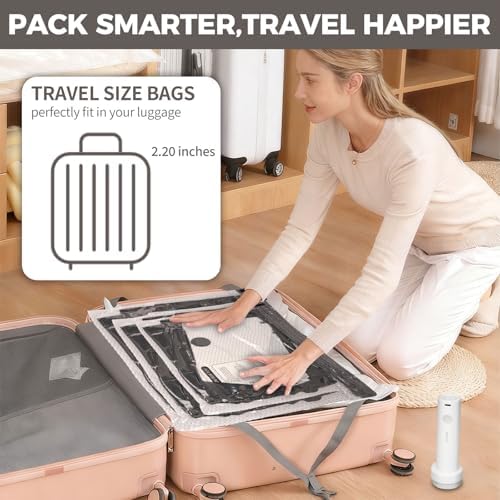 12 Pack Vacuum Storage Bags with Rechargeable Pump, 4 Sizes
