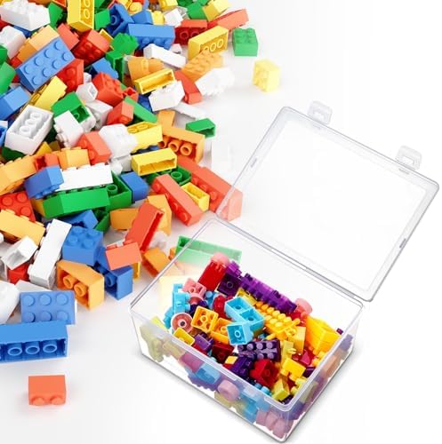 SiliFine 4 Pcs Clear Plastic Storage Bins with Lids Stackable for Toys