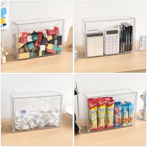 Clear Dishwasher Detergent Pod Holder for Kitchen Cabinet, Plastic Under Sink Storage and Organizer for Lid, Sponge, Coffee Pods, Large Laundry Pods Dispenser Box with Divider