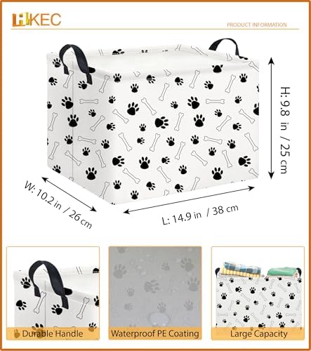 Rectangle Storage Basket with Handles,Collapsible Storage Bin,Books Box,Gift Basket(Paw)