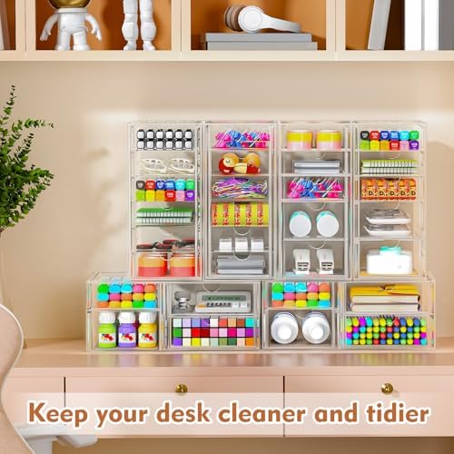 ARSTPEOE Acrylic 13-Drawer Storage & Makeup Organizer for Desk, Bath