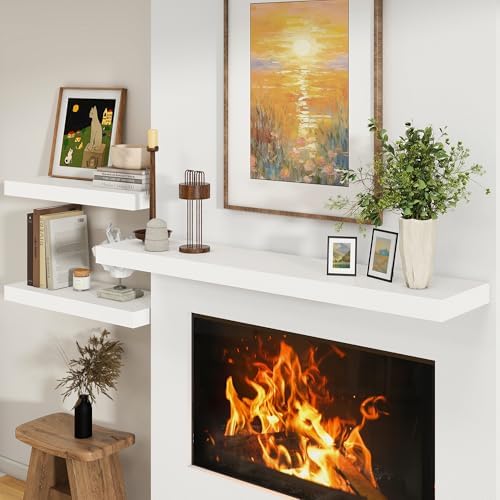 FLYJOE Deep Floating Shelves, 55'' x 12'' White Shelves for Wall Set of 1
