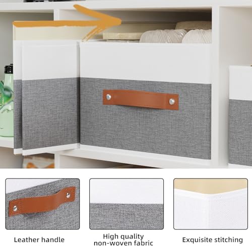 Storage Bins Organizers,13×9.1×5.5In,White/Grey Boxes,6Pack