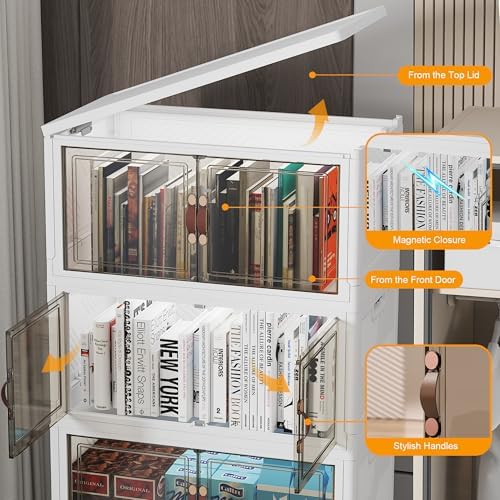 UAMFURI Stackable Storage Bins with Lid, 208QT Plastic Cabinet with Wheels