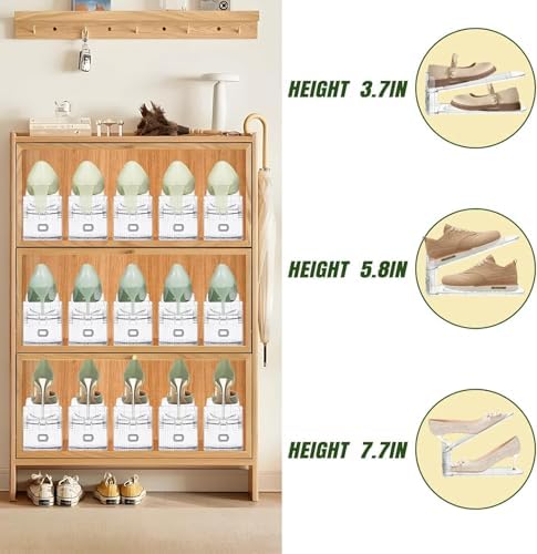 24 Pack Shoe Slots Organizer for Closet, Adjustable Shoe Stackers for a Pair of Shoes Rack Storage Shoe Space Saver 50% Shelf Display Holder for Closet