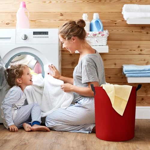 Large Laundry Hamper Bag, Red Trend Colors Collapsible Laundry Basket with Drawstring Dirty Clothes Organizer Washing Bin for Family Essentials Storage