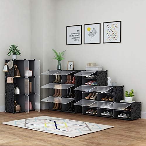 HOMIDEC Shoe Rack Organizer 16 Pair Modular Shoe Storage Cabinet for Closet
