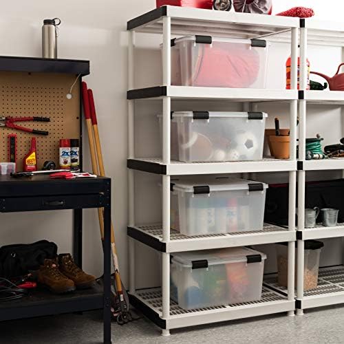 IRIS USA WeatherPro 63 Qt Storage Bins with Lids, 2 Pack, BPA-Free Plastic Gasket Box with Tight Latch and Seal, Stackable Nestable Tote Tub - Clear/Black