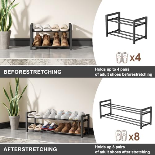 Expandable Shoe Rack, Heavy Duty Metal Shoe Organizer for Closet