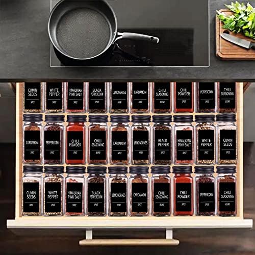 Churboro 25 Pack Glass Spice Jars with Labels, 4oz Spice Containers