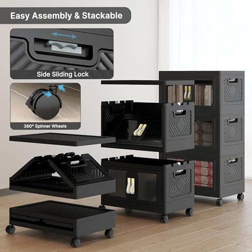 252QT Stackable Storage Bins with Lids, 63Gal Foldable Storage Cabinets