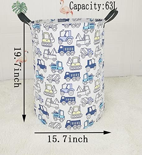 Collapsible Kids Laundry Basket Clothes Hamper, Foldable Storage Organizer Bin, Toy Clothes Storage with Handles for Boys Girls Bedroom, Room Decor Cars