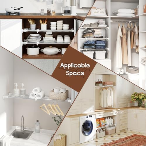 Tension Shelf Expandable Rod Closet Tension Shelf Heavy Duty Clothes Hanger