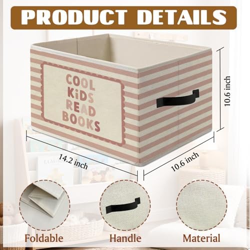 Reading Corner,Pink Book Decor Storage Bins Box