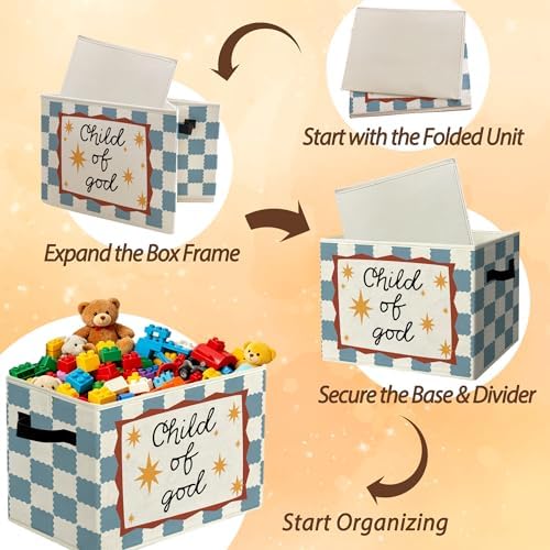 Christian Religious Cheerful Storage Bins Box with Handles Organizer Basket