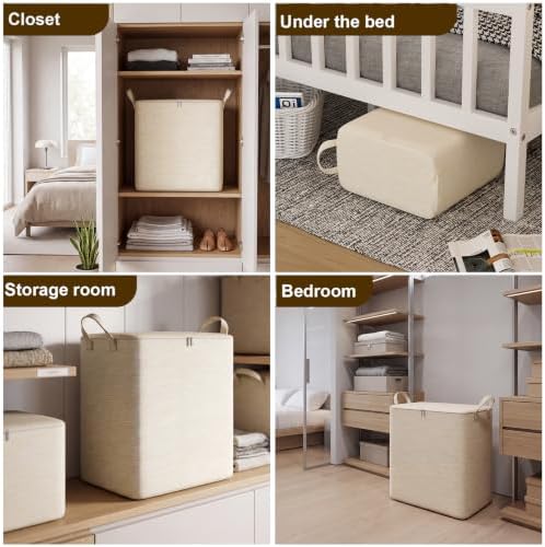 Higher Cotton and Linen Canvas Storage Bags with Reinforced Handles 2 Pack
