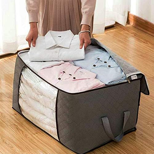 2 Pack Foldable Large Storage Bags for Clothes, Comforter, Quilt, Blanket