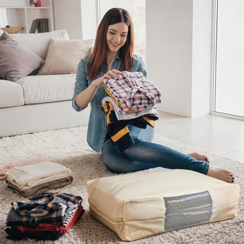 3 Pcs Cotton Canvas Sweater Storage Bag, 20"x14"x5" Closet Organizer Bag
