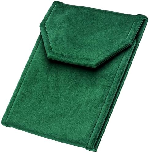 Velvet Necklace Jewelry Travel Folder Storage Display Case (Green)