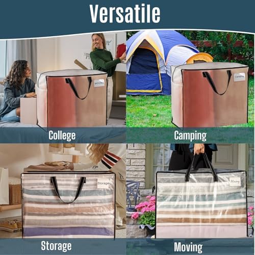 VENO Heavy Duty Moving Bags, Storage Bags, 27 Gallon, Clear, 4 Pack