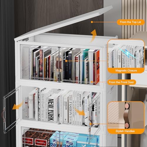 UAMFURI Stackable Storage Bins with Lid, 156QT Plastic Cabinet with Wheels