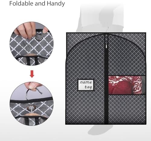 Univivi 60 Inch Lightweight Garment Bag for Hanging Clothes, 10 Pack, Black