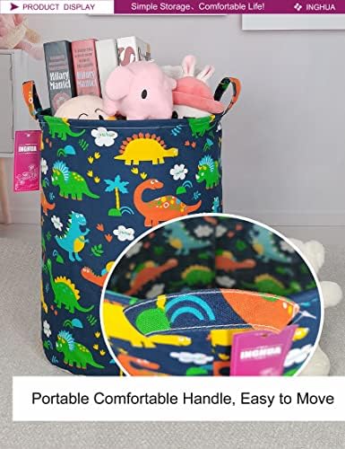 Forest Dinosaur Laundry Hamper Large Canvas Fabric Storage Basket