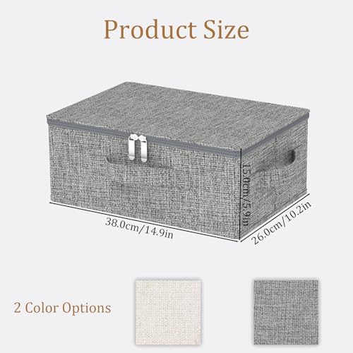 Underbed Storage Boxes with Zippers,14.9x10.2x5.9in,Grey,2 Pack