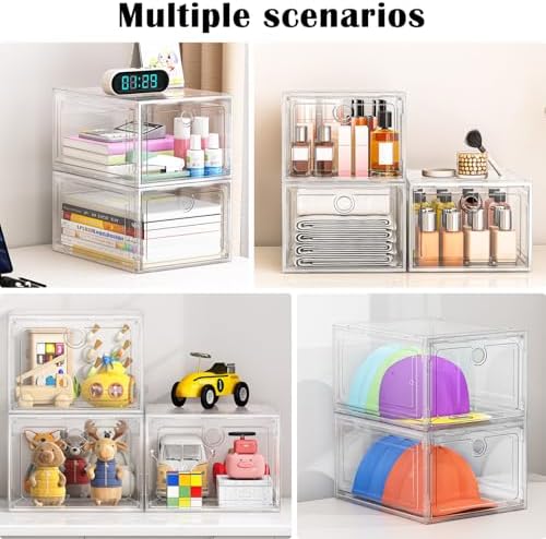 ARSTPEOE 12-Pack Shoe Storage Boxes Clear Magnetic Stackable