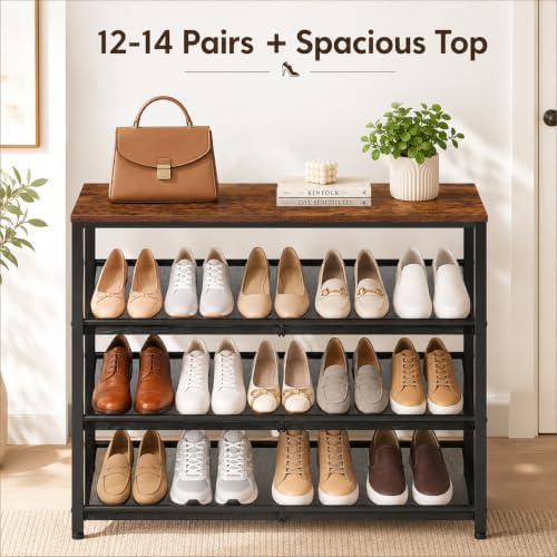Shoe Rack Organizer for Entryway & Closet, 4-Tier Adjustable, Freestanding