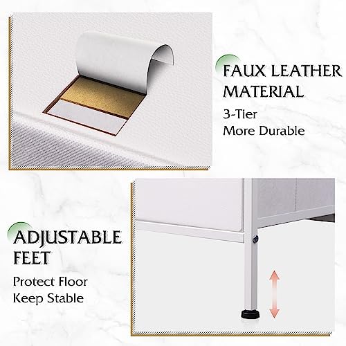 WLIVE 5 Drawer White Fabric Dresser for Bedroom, Wide Storage Chest