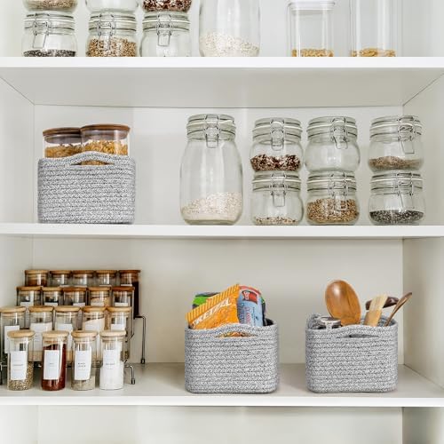 Goodpick 3-Pack Woven Baskets for Closet & Shelves, 11 x 7 x 4.5 in