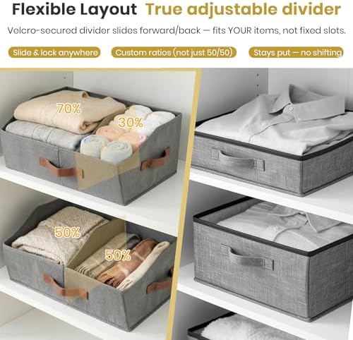 Closet Organizers Storage, Small Collapsible Bin 6pc, Dark Gray