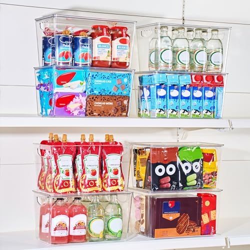 theaoo XLarge Clear Storage Bins with Lids, Stackable Containers, 4 Pack