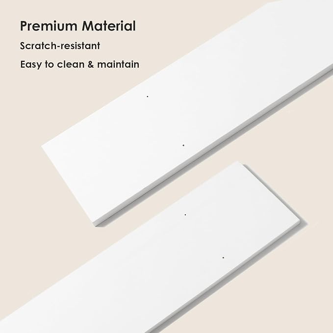 DINZI LVJ Long Wall Shelves, 31.5" Wall Mounted Shelves with Metal Brackets | Floating Book Shelves, Set of 2, Easy Assembly, Max Load 22lbs, Wood Wall Storage Ledges, Living Room/Bathroom/Bedroom, White
