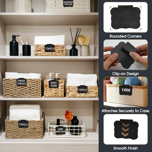 12pcs Black Basket Labels Removable PVC Labels