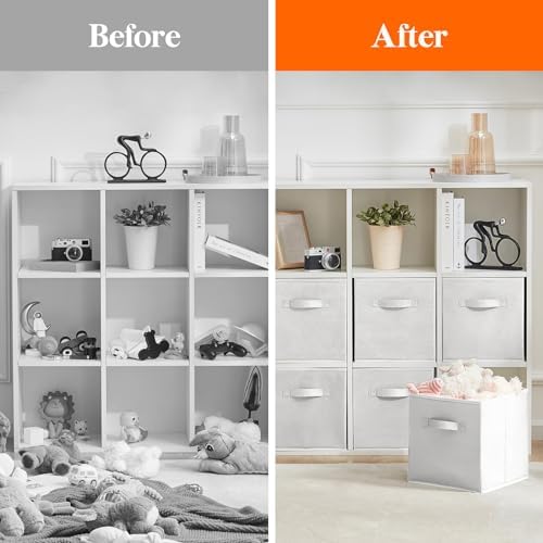 Lifewit Storage Cubes, 11 Inch Organizer Bins, 18L White, 6 Packs