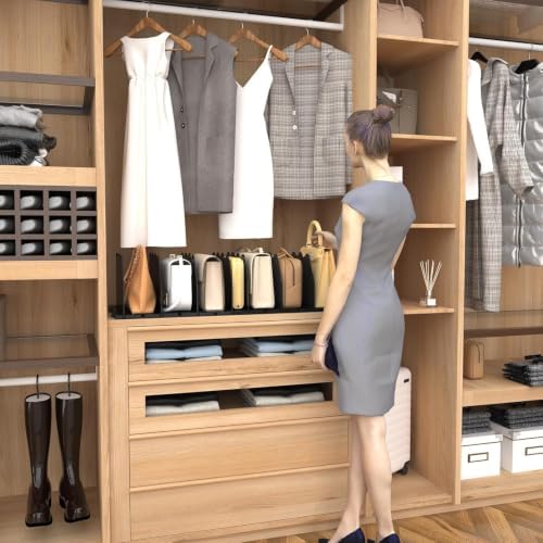 SPACEKEEPER Shelf Divider for Closet,2 Pcs Adjustable Purse Organizer,Black