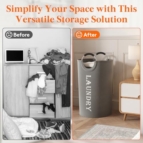 Lifewit 2 Pack 120L Laundry Basket with Aluminum Handles, Silver Grey | Collapsible Large Laundry Hamper, Waterproof Fabric, Freestanding Dirty Clothes Hampers for Dorm, RV, Bedroom, Laundry Room