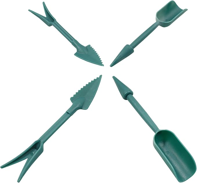 Bivethoi Garden Hand Tools Transplanting Shovel Scoops Kits for Plant Cultivation Digging Care, Set of 4, Dark Green