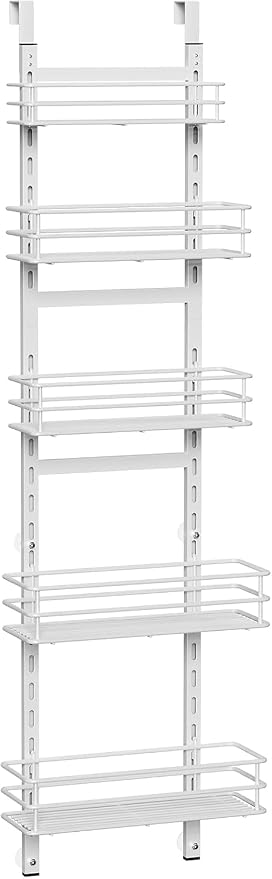 5-Tier Narrow Pantry Door Organizer,Over the Door Pantry Organizer,White