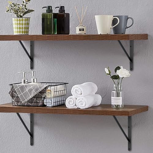 8 Pack L18 x H 12" Black Heavy Duty Shelf Brackets with Screws Metal Shelf Brackets Shelf Support Angle Brackets for Shelves L Brackets Heavy Duty Floating Shelf
