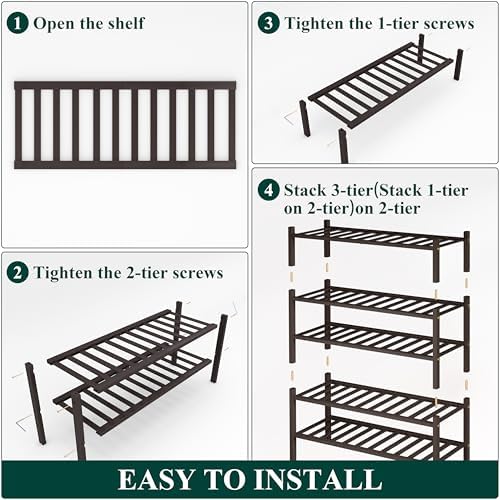 Smiry Bamboo Shoe Rack, 12 Vertical Slats, 5 Tier - 26.8" Wide, Brown